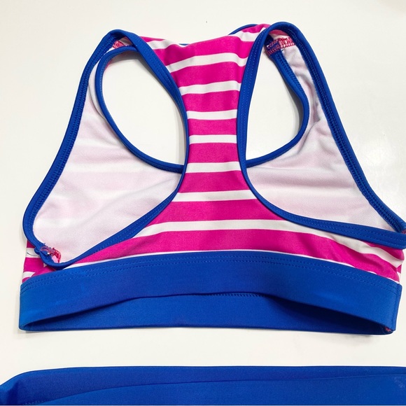 Lands End Girls 5T Bikini Bathing Suit Pink Striped Two Piece - Picture 4 of 6